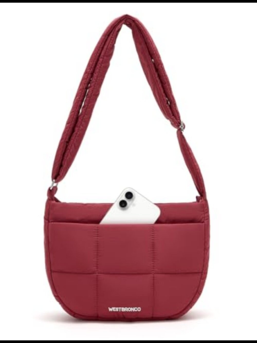 Quilted Puffer Nylon Crossbody Bag Water-Resistant Adjustable Strap Travel Purse